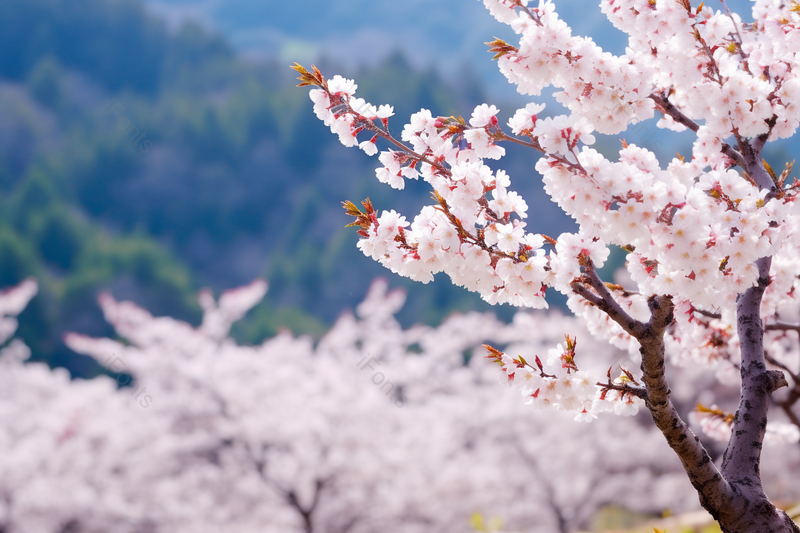 白色桃花林树枝上的桃花特写,高清,摄影图,摄影图片,图片大全,摄影图免费下载